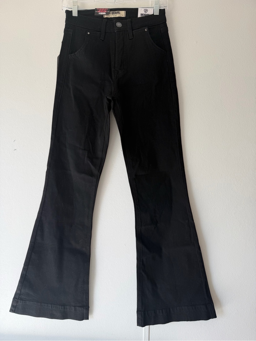 Rock & Roll Denim Flawless Fit High Rise Slim Flare Jeans Black Stretch Women 27